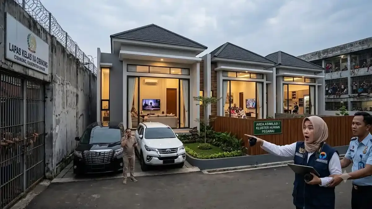 Mobil mewah Alphard dan Fortuner di dalam kompleks Lapas Cibinong